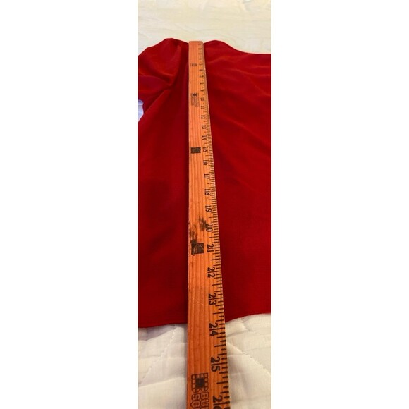 Wayf Blouse Size Medium Top Red Long Bell Sleeves Keyhole Tie Back Dressy Classy - Picture 11 of 12